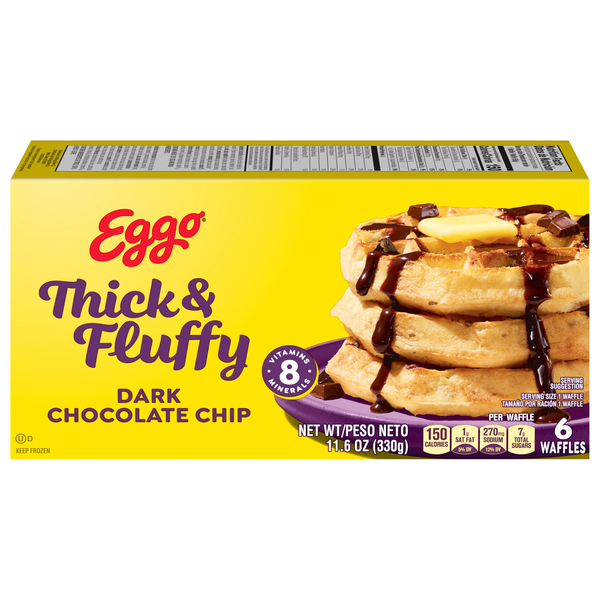Eggo Thick & Fluffy Dark Chocolate Chip Belgian Style Waffles - 6 ct