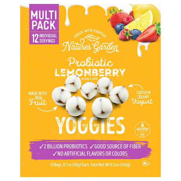 Nature's Garden Yoggies Probiotic Lemonberry Yogurt Covered Fruit - 12 ct