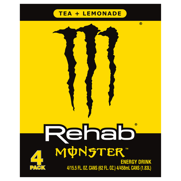 Monster Rehab Tea + Lemonade Energy Drink - 4 pk