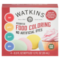 Watkins Assorted Red Yellow Green & Blue Food Coloring - 4 ct