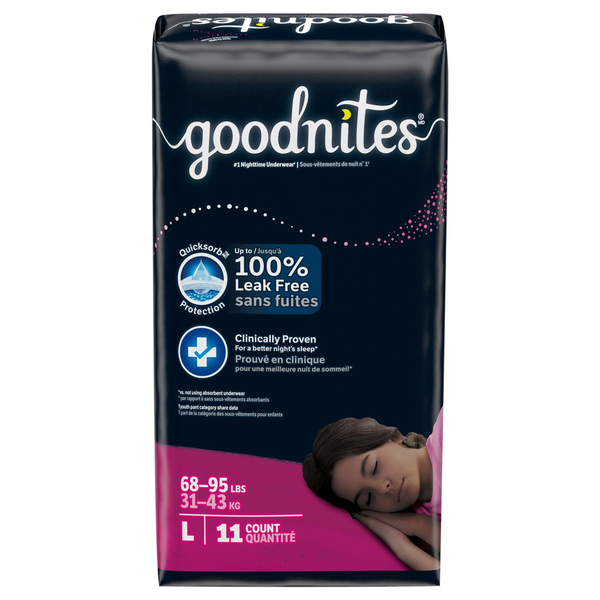 GoodNites Girls L Nighttime Underwear 68-95 lb