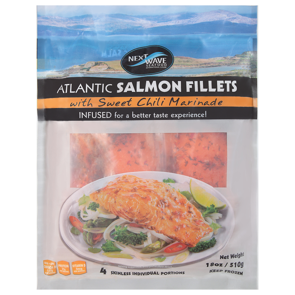 Next Wave Atlantic Salmon Fillets with Sweet Chili Marinade - 4 ct Frozen