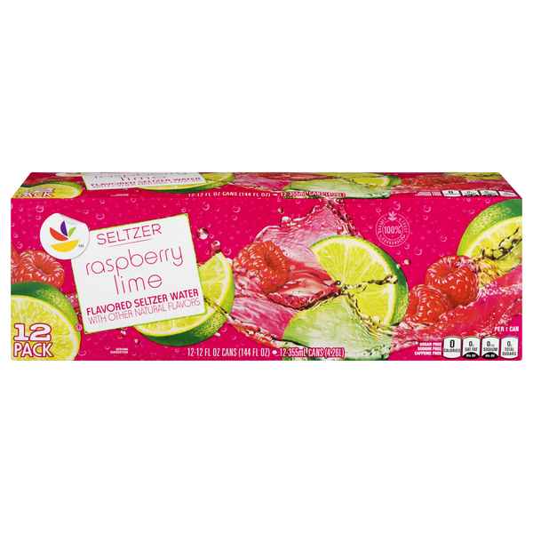 Stop & Shop Raspberry Lime Seltzer Water - 12 pk