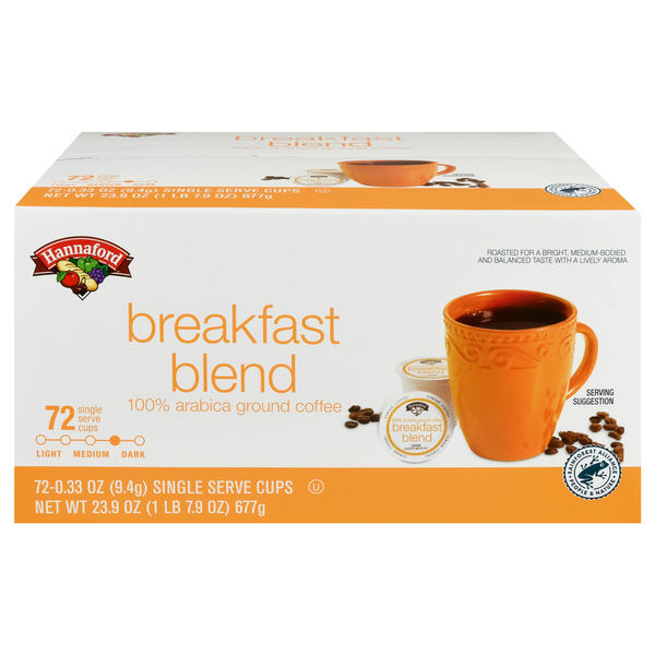 Hannaford Breakfast Blend Medium Dark Roast Single Serve Coffee Cups