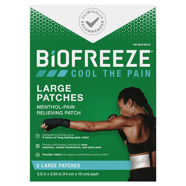 Biofreeze Fast Acting Menthol Pain Relief Patches Large