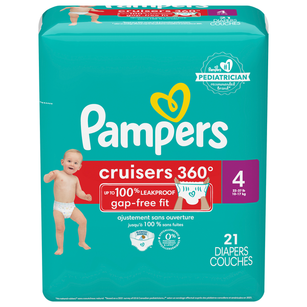 Pampers Cruisers 360 Size 4 Baby Diapers 22-37 lb