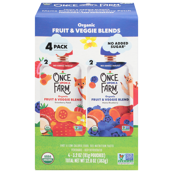 Once Upon a Farm Organic Fruit & Veggie Blends Pouches - 4 ct