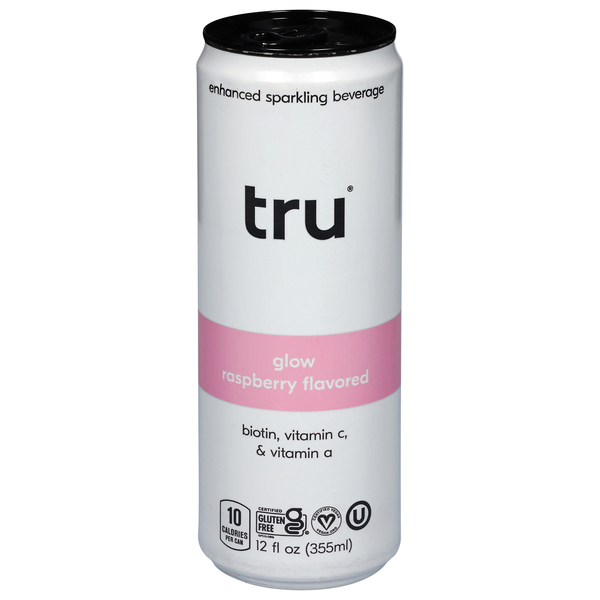 Tru Glow Raspberry Flavored Enhanced Sparkling Beverage