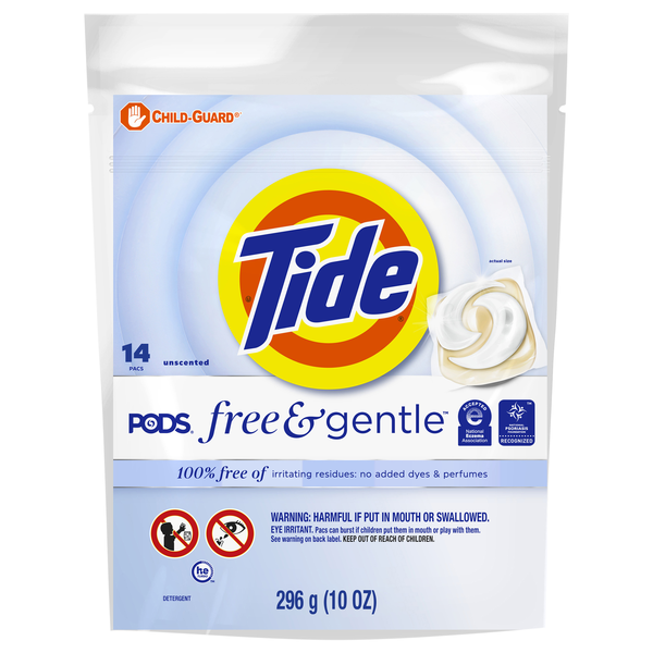 Tide PODS Free & Gentle Laundry Detergent Pacs - 14 ct