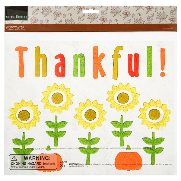 Smart Living Harvest Window Clings Thankful/Sunflowers