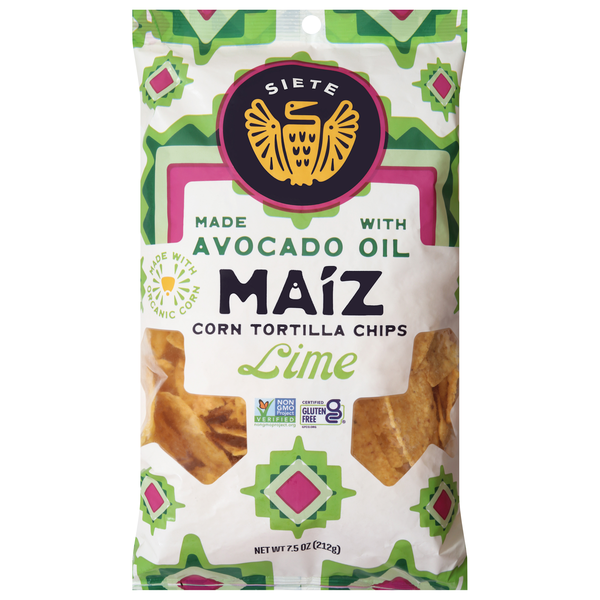 Siete Organic Gluten Free Maiz Avocado Oil Lime Corn Tortilla Chips