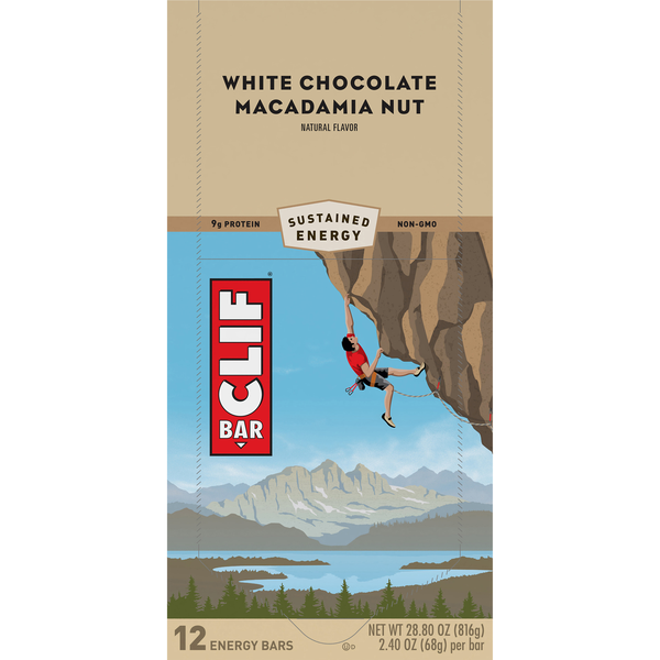 CLIF Organic White Chocolate Macadamia Nut 9g Protein Energy Bars - 12 ct