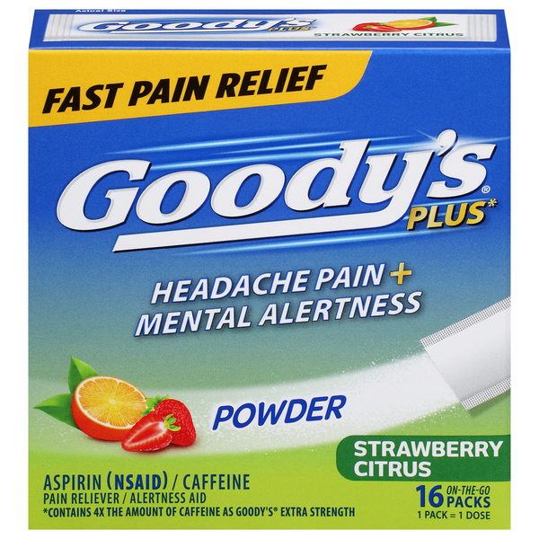 Goody's Plus Headache Pain + Mental Alertness Strawberry Citrus Powder