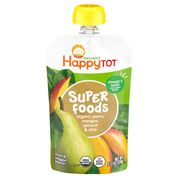 Happy Tot Organics Super Foods Spinach Mango & Pear + Super Chia Organic
