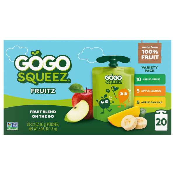 GoGo squeeZ Variety Pack Applesauce Pouches Family Size - 20 ct