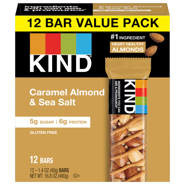 KIND Gluten Free Caramel Almond & Sea Salt Bars Value Pack - 12 ct