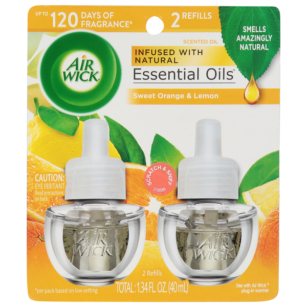 Air Wick Essential Oils Sweet Orange & Lemon Scented Oil Refills