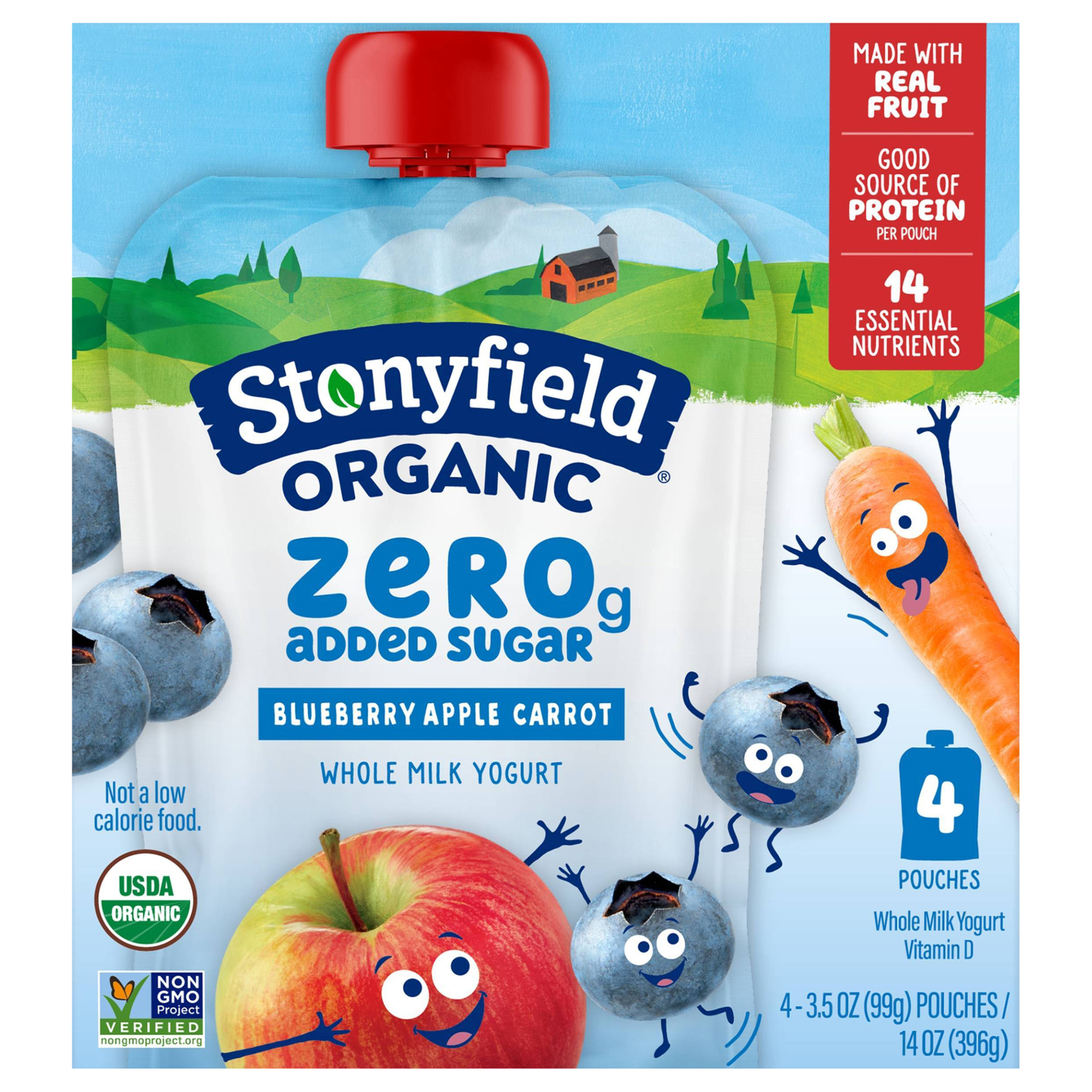 Stonyfield Stonyfield Organic Zero Added Sugar Blueberry Apple Carrot Yogurt - 4 ct