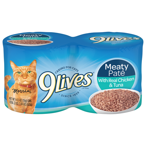 9Lives Savory Classics Meaty Pate Chicken & Tuna Dinner Wet Cat Food 4 ct