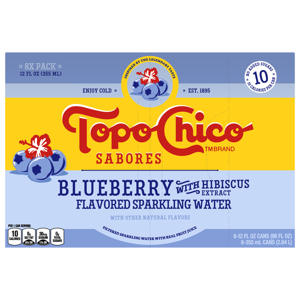 Topo Chico Sabores Blueberry with Hibiscus Sparkling Water - 8 pk