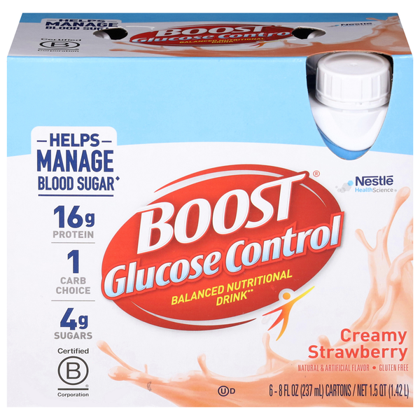 BOOST Glucose Control Creamy Strawberry 16g Protein Nutritional Drink 6 pk
