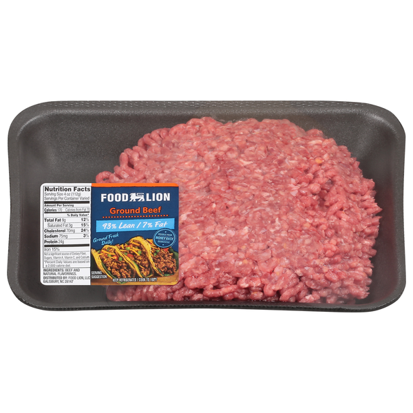 Food Lion 93% Lean 7% Fat Ground Beef Fresh