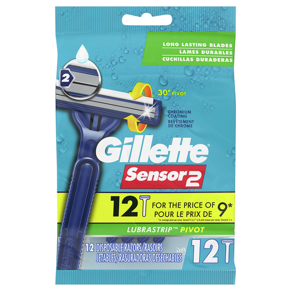 Gillette Sensor2 Pivot Razors Twin Blade with with Lubrastrip Disposable