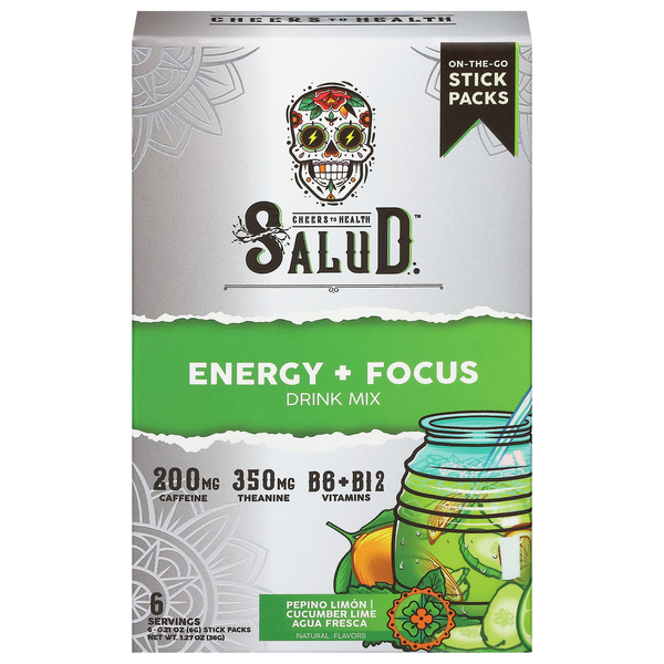 Salud Energy + Focus Cucumber Lime Agua Fresca Drink Mix - 6 ct