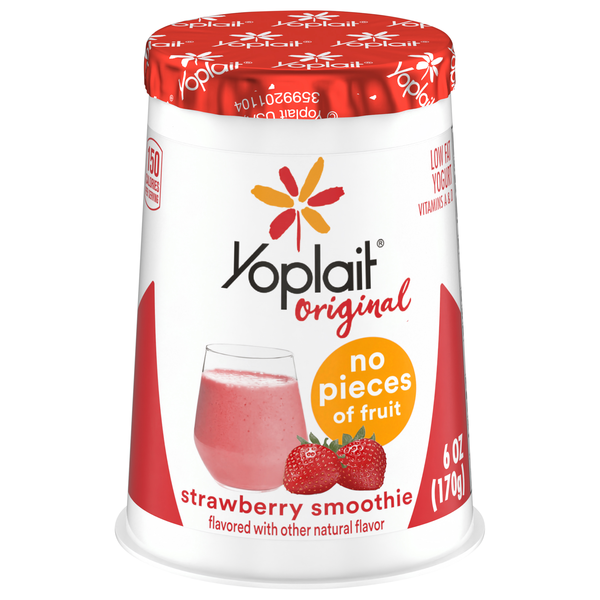 Yoplait Original Low Fat No Pieces of Fruit Strawberry Smoothie Yogurt Cup
