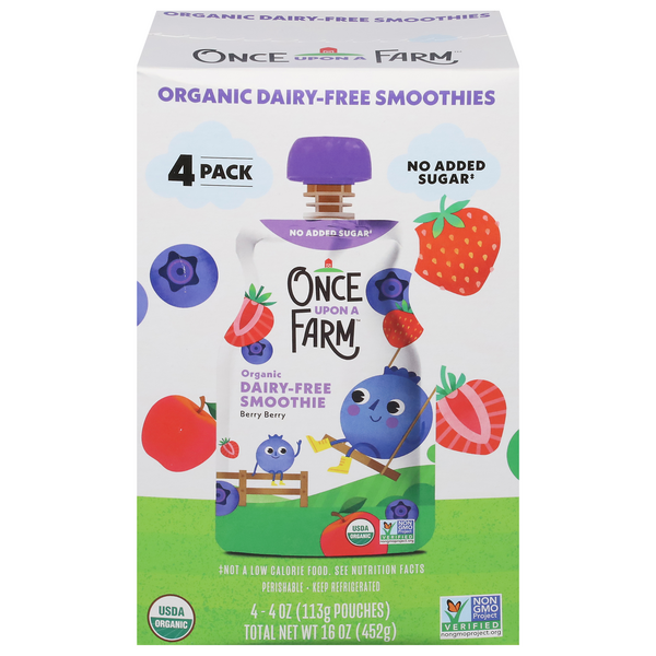 Once Upon A Farm Organic Dairy Free Berry Berry Smoothie - 4 ct