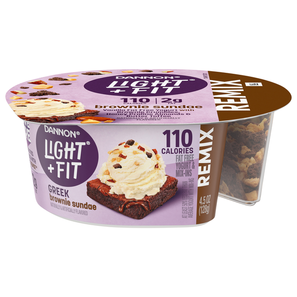 Dannon Light + Fit REMIX Brownie Sundae Vanilla Non Fat Greek Yogurt Cup