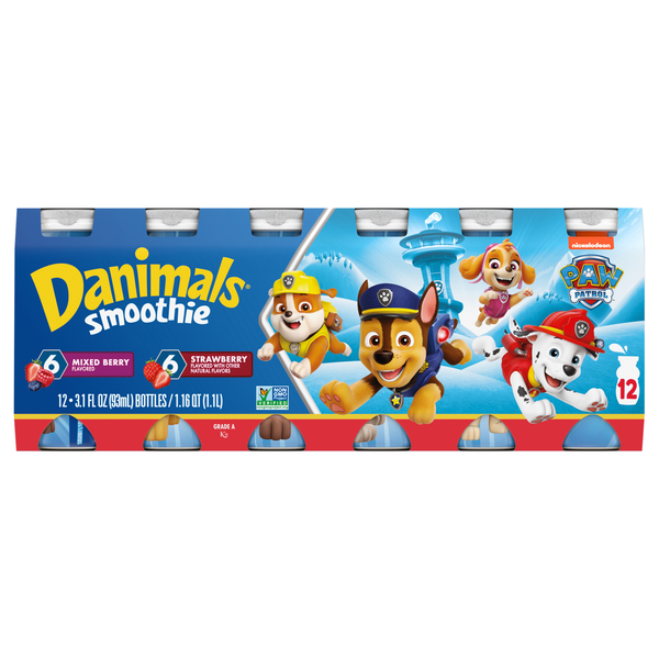 Danimals Smoothie Soaring Strawberry & Incredible Berry Drink - 12 pk