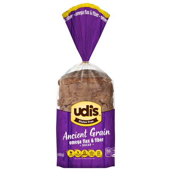 Udi's Gluten Free Ancient Grain Omega Flax & Fiber Sliced Bread Frozen