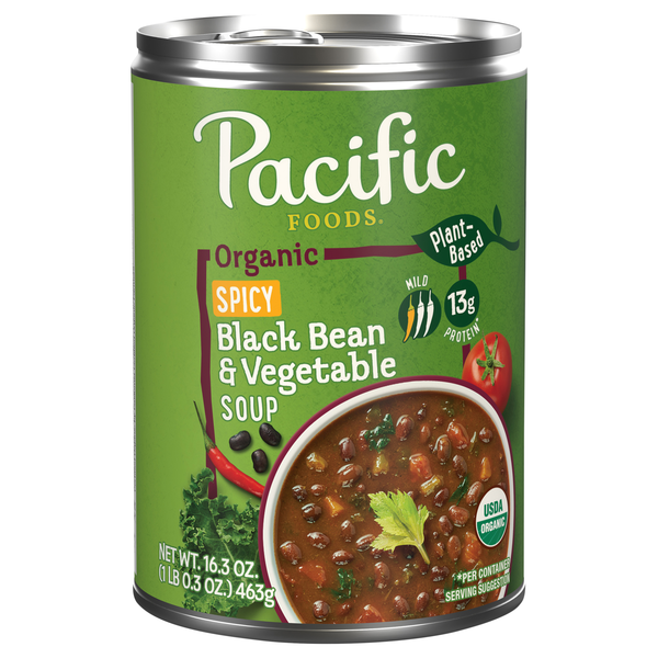 Pacific Foods Organic Plant-Based Spicy Black Bean & Vegetable Soup