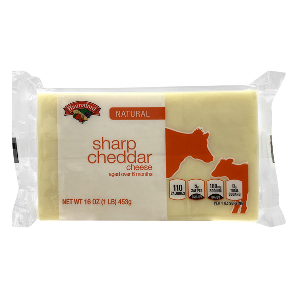 Hannaford Natural Aged Sharp White Cheddar Cheese Block