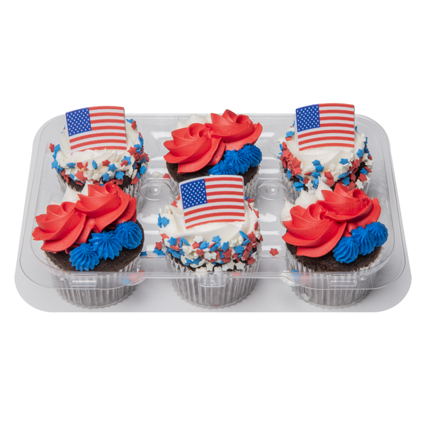 Stop & Shop Patriotic Chocolate Cupcakes with Buttercream Icing - 6 ct