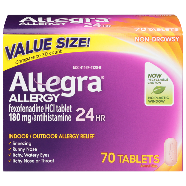 Allegra Indoor/Outdoor Allergy Relief 24 HR 180 mg Tablets