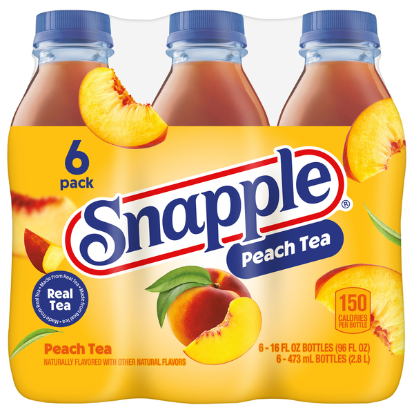 Snapple All Natural Peach Flavored Iced Tea - 6 pk Plastic