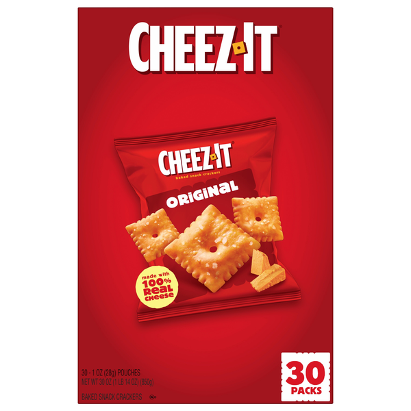 Cheez-It Original Baked Cheese Crackers Packs - 30 ct