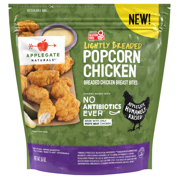 Applegate Naturals Gluten Free Lightly Breaded Popcorn Chicken Frozen