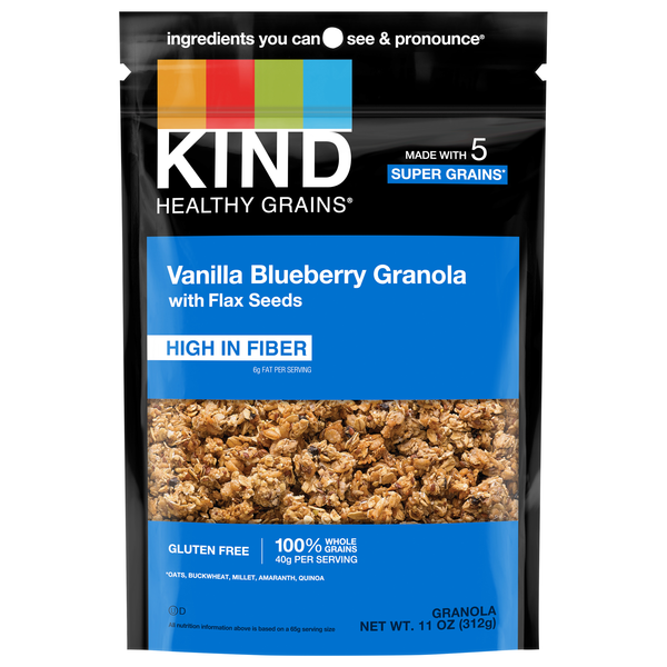KIND Healthy Grains Gluten Free Vanilla Blueberry Granola with Flax Seeds
