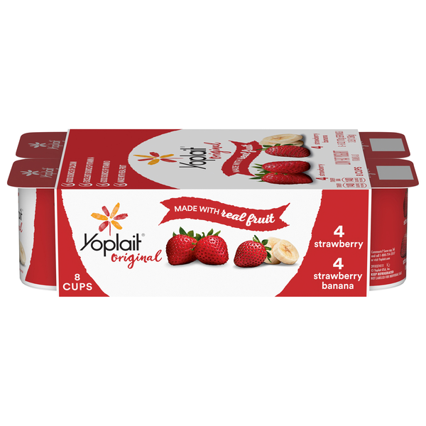 Yoplait Original Low Fat Strawberry & Strawberry Banana Yogurt Cup - 8 ct
