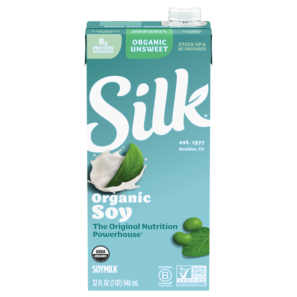 Silk Organic Unsweet Soymilk Shelf Stable