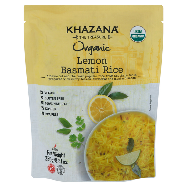 Khazana 90 Second Microwave Organic Gluten Free Lemon Basmati Rice