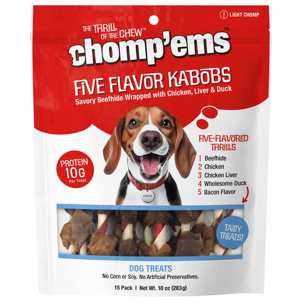 Ruffin' It Chomp'ems Treat Twists Chicken Duck & Liver Dog Treats - 15 ct