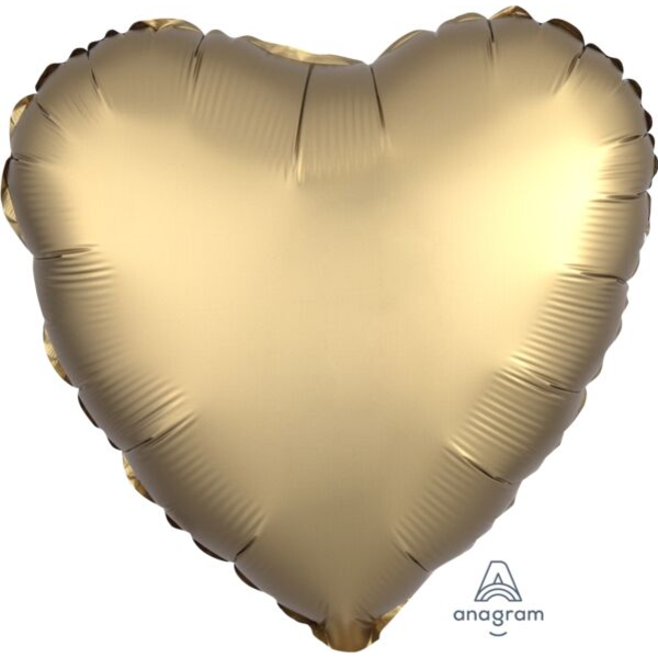 Gold Sateen Heart 17 Inch Luxe Helium-Filled Foil Balloon