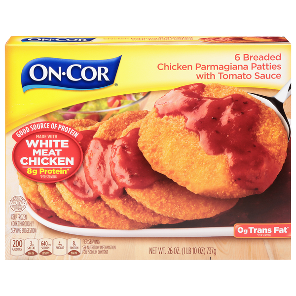 On-Cor Chicken Patties Breaded Parmigiana w/Tomato Sauce - 6ct Frozen Meal