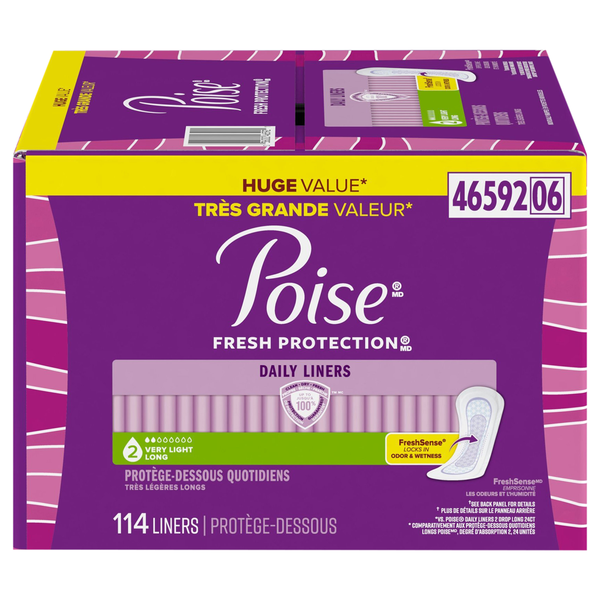 Poise Daily Incontinence Liners Long Length Very Light