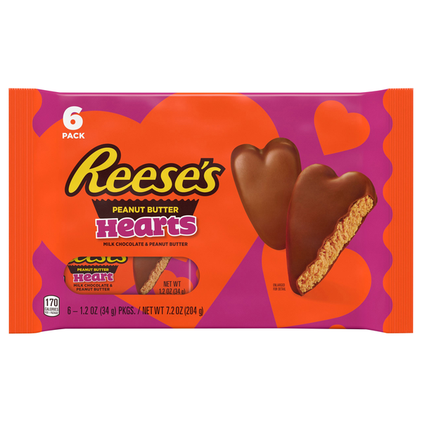 Reese's Milk Chocolate Peanut Butter Cup Hearts Valentine's Day Candy 6 ct