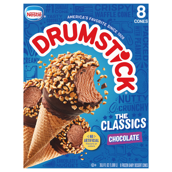 Nestle Drumstick Classics Chocolate Dairy Dessert Sundae Cones - 8 ct